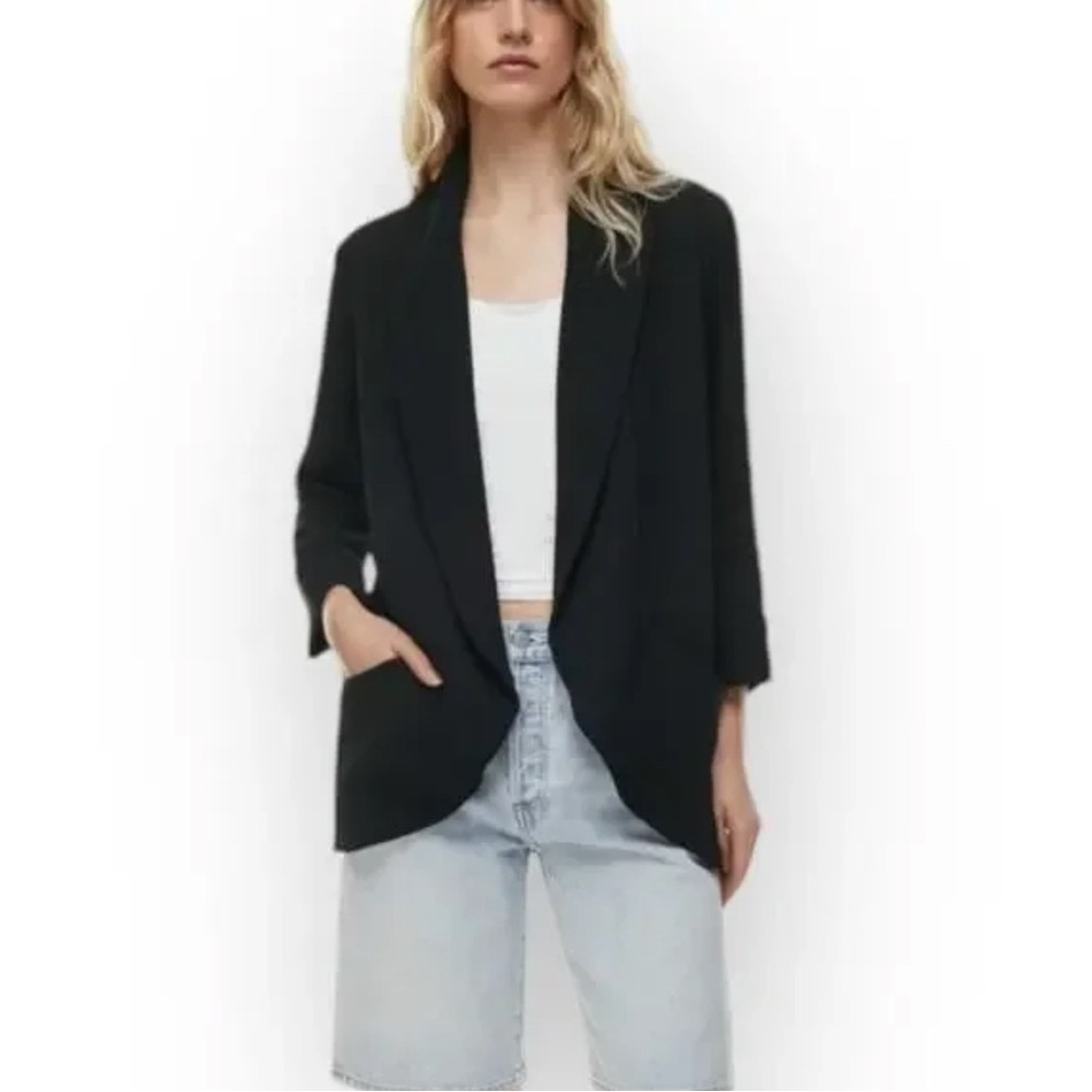 Aritzia Wilfred NWT Women’s Black Noir North Open Front Blazer, size 2XS